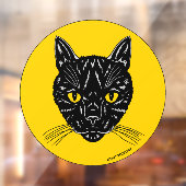 Black Cat Face Raamsticker (Vel 2)