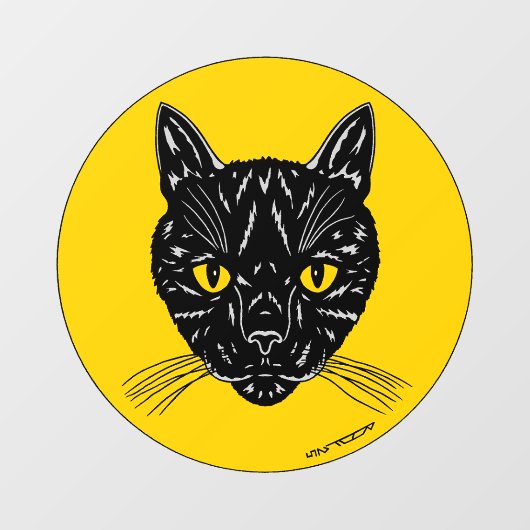 Black Cat Face Raamsticker (Vel)