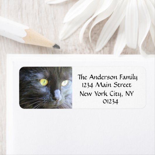 Black Cat Face, retour adreslabels Etiket (Insitu)