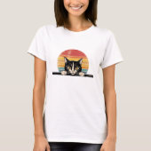 Black Cat Face Retro T-shirt (Voorkant)