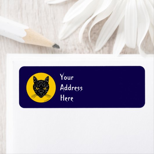 Black Cat Face Return Address Label (Insitu)