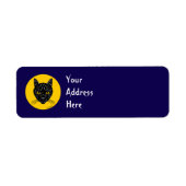 Black Cat Face Return Address Label (Voorkant)