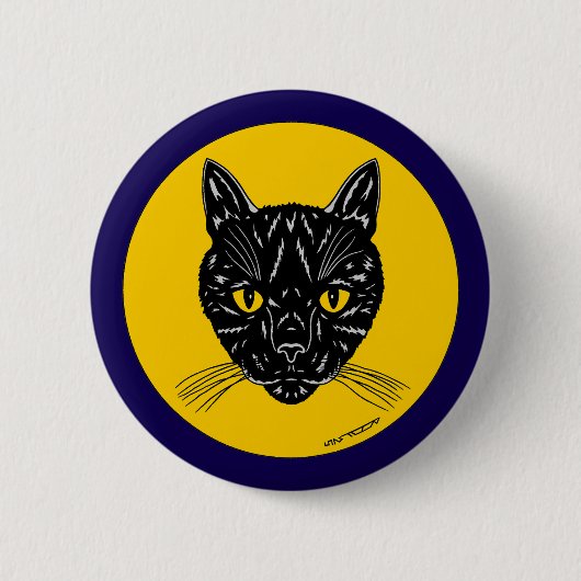 Black Cat Face Ronde Button 5,7 Cm (Voorkant)
