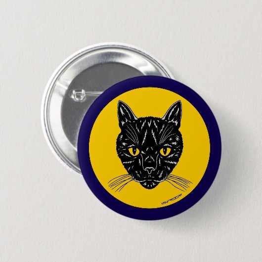 Black Cat Face Ronde Button 5,7 Cm (Voorkant /achterkant)