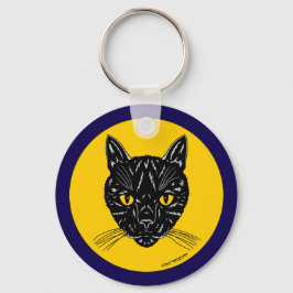Black Cat Face Sleutelhanger