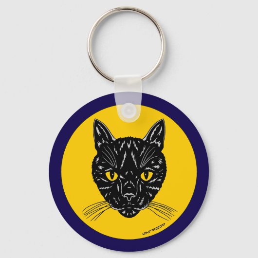 Black Cat Face Sleutelhanger (Voorkant)