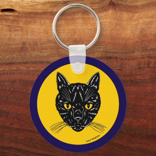 Black Cat Face Sleutelhanger (Achterkant)