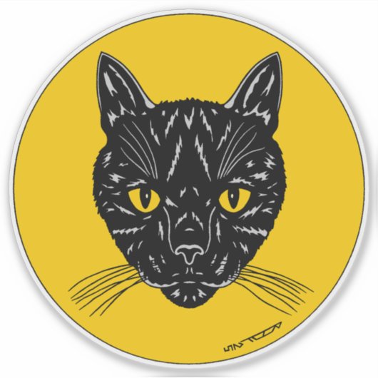 Black Cat Face Sticker (Voorkant)