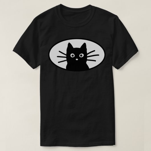 Black Cat Face T-shirt (Design voorkant)