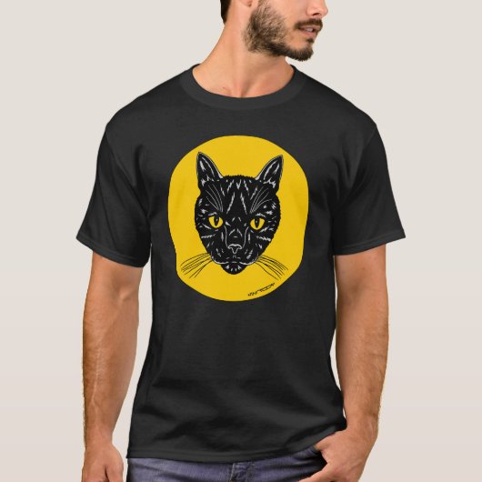 Black Cat Face T-shirt (Voorkant)