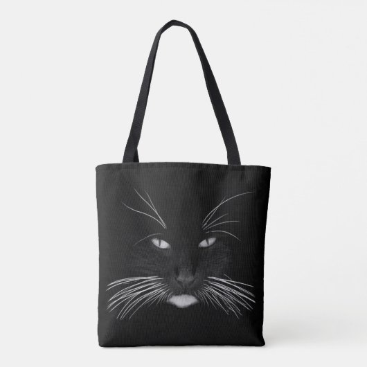 Black Cat Face Tote Bag (Achterkant)