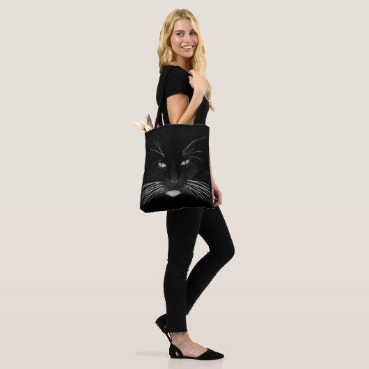 Black Cat Face Tote Bag (Op model)