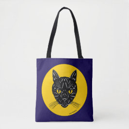 Black Cat Face Tote Bag