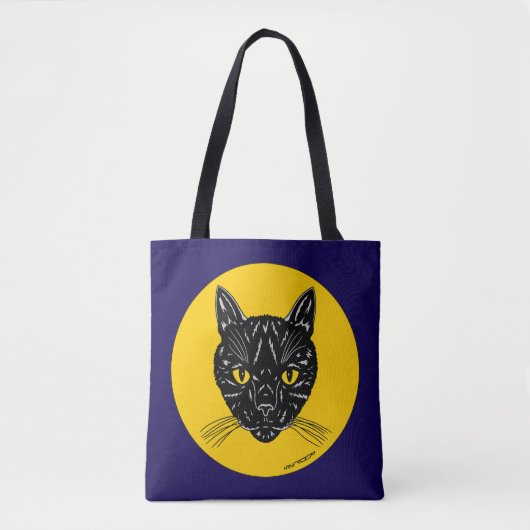 Black Cat Face Tote Bag (Voorkant)
