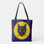 Black Cat Face Tote Bag (Achterkant)