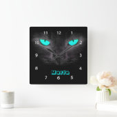 Black Cat Face Turquoise Eyes Wall klok (Huis)