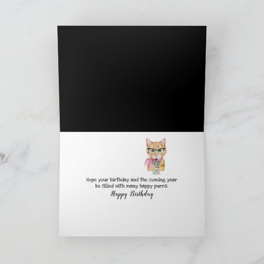 Black Cat Face Verjaardag Kaart (Binnen)
