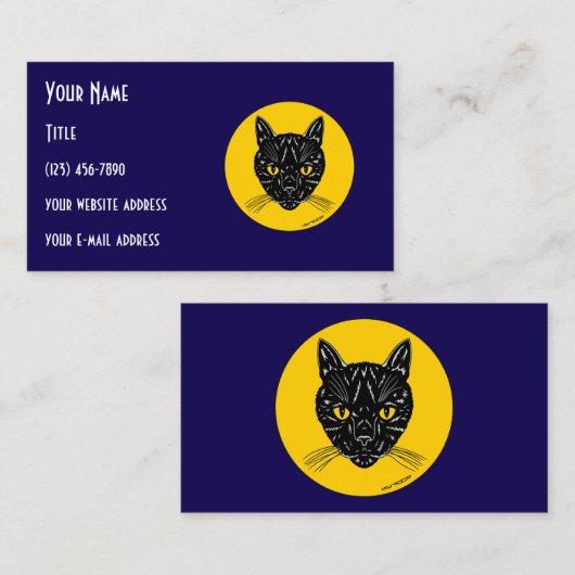 Black Cat Face Visitekaartje (Voorkant / Achterkant)