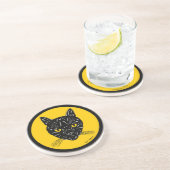 Black Cat Face Zandsteen Onderzetter (Zijkant)