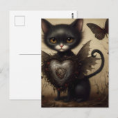 Black Cat Fairy Briefkaart (Voorkant / Achterkant)