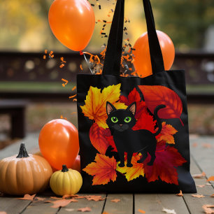 Black Cat Fall verlaat Canvas tas