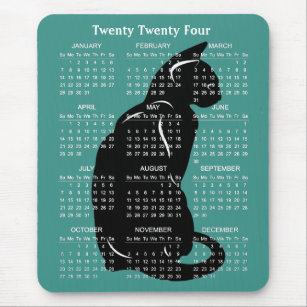Black Cat Feline Design 2024 Kalender Mousepad Muismat