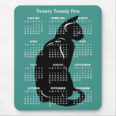 Black Cat Feline Design 2025 Kalender Mousepad Muismat (Voorkant)