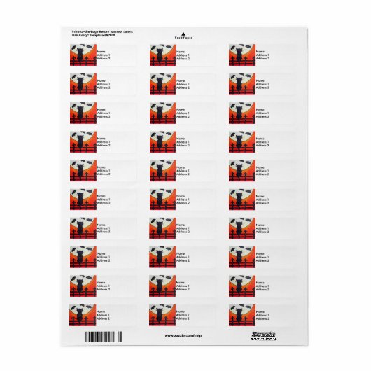 Black Cat Fence Moon Bats Etiket (Full Sheet)