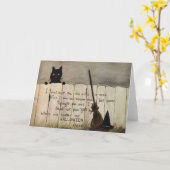 Black Cat Fence Witch's Broom Pet Kaart (Gele Bloem)