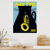 Black Cat Fest met Trumpet Poster (Keuken)