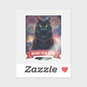 Black Cat Fireworks Celebration Sticker (Vel)