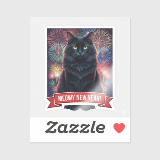 Black Cat Fireworks Celebration Sticker (Vel)