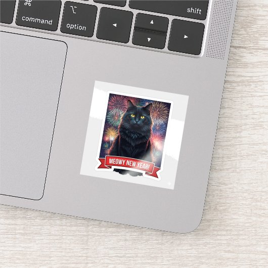 Black Cat Fireworks Celebration Sticker (Detail)