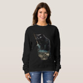 Black Cat Fishing Noodles Graphic Tees Men Women B (Voorkant volledig)