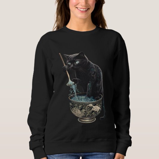 Black Cat Fishing Noodles Graphic Tees Men Women B (Voorkant)