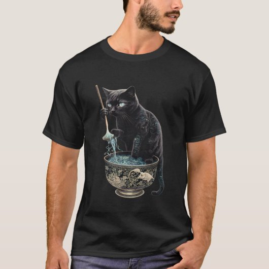 Black Cat Fishing Noodles Graphic Tees Men Women B (Voorkant)