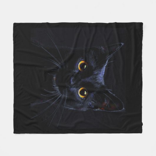 Black Cat Fleece Blanket (Voorkant (Horizontaal))