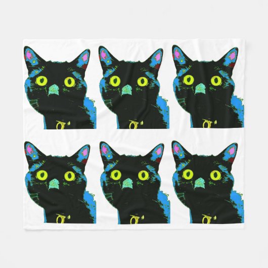 Black Cat Fleece Blanket Deken (Voorkant (Horizontaal))