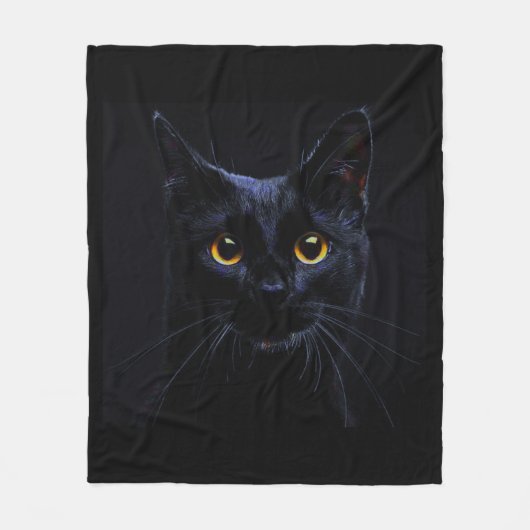 Black Cat Fleece Blanket Deken (Voorkant)