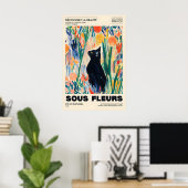 Black Cat Floral Art Print French Expressionism (Thuiskantoor)