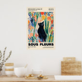 Black Cat Floral Art Print French Expressionism (Keuken)