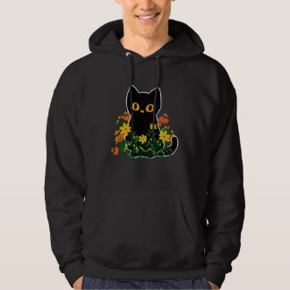 Black Cat Flower Feline Meow Blossom Kitten Owner Hoodie