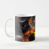 Black Cat Flower Magic Alledaagse Halloween Koffiemok (Links)
