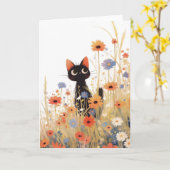 Black Cat Flower Retreat Kaart (Gele Bloem)