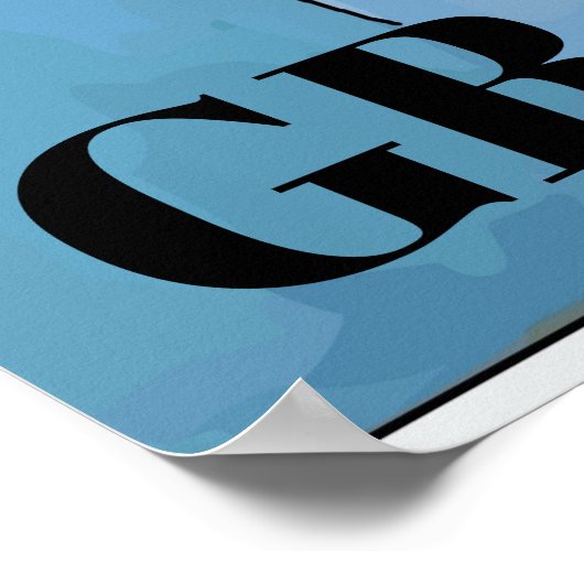 Black Cat & Flowers In Blue Room, add text Poster (Hoek)