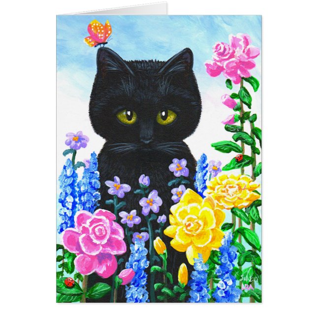 Black Cat Flowers Rozen Summer Creationarts (Voorkant)
