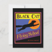 Black Cat Flying School Aangepaste Uitnodigingen (Voorkant)