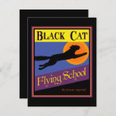 Black Cat Flying School Aangepaste Uitnodigingen (Voorkant / Achterkant)
