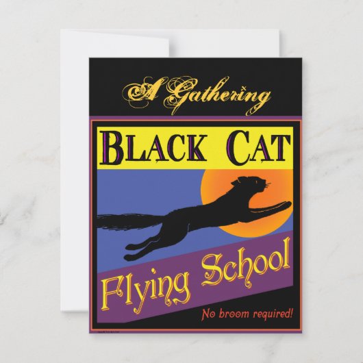 Black Cat Flying School Aangepaste Uitnodigingen (Voorkant)