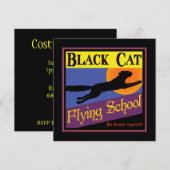 Black Cat Flying School Aangepaste Uitnodigingen (Voorkant / Achterkant)